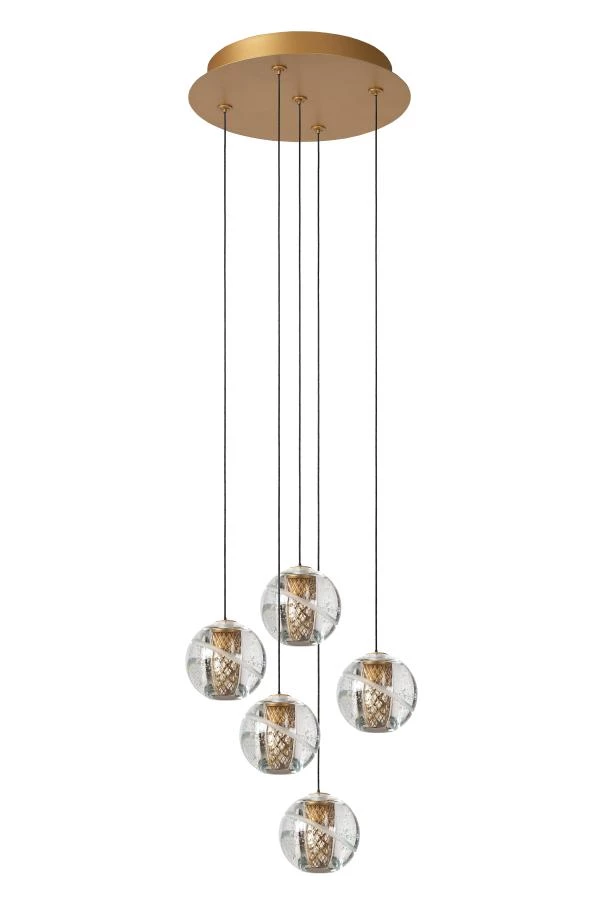 Lucide DILENKO - Hanglamp - Ø 31 cm - LED Dimb. - 5x3,5W 2700K - Mat Goud / Messing - uit